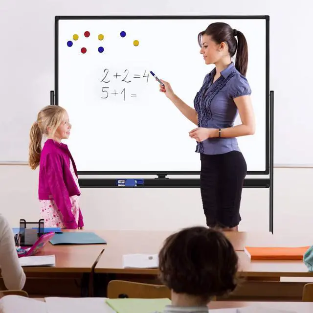 Alt view image 7 of 7 - 48"x36" Mobile Whiteboard Double-Sided Magnetic Dry Erase Board on Wheels - Comercial Rolling White Boards with Sturdy Stand for Home, Office & School