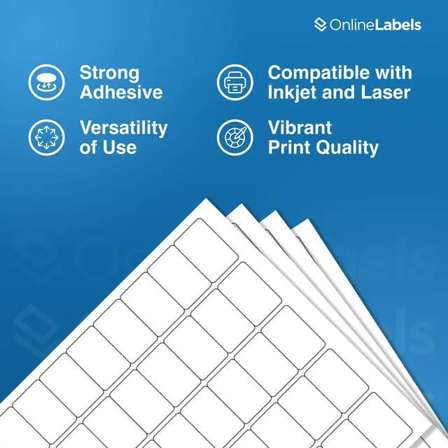 Alt view image 5 of 6 - OnlineLabels 1.5" x 1" Labels - White Matte - Inkjet/Laser - 1,000 Sheets | Permanent Adhesive, Blank Rectangle Labels, Inkjet & Laser Compatible, Ideal for Barcode & Vial Labels