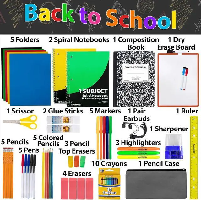 Alt view image 2 of 7 - Bulk Back to School Supplies 60 Piece Bundle Kits for Girls, Boys, Kids | Back to School Supply Box Set Includes Notebooks, Folders, Headphones, Ruler, Folders, More (12 Kits)