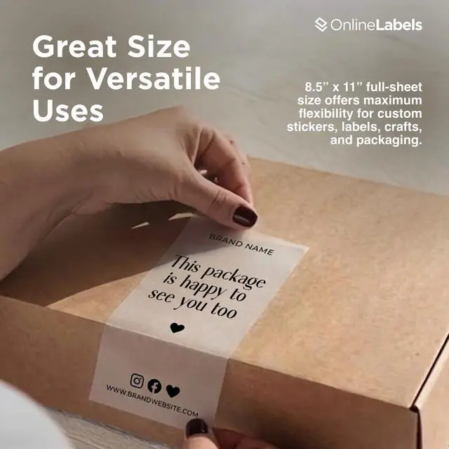 Alt view image 4 of 7 - 8.5 x 11 Clear Frosted Matte Sticker Paper (Inkjet Printers Only) - 250 Sheets - Full Sheet Labels - OnlineLabels