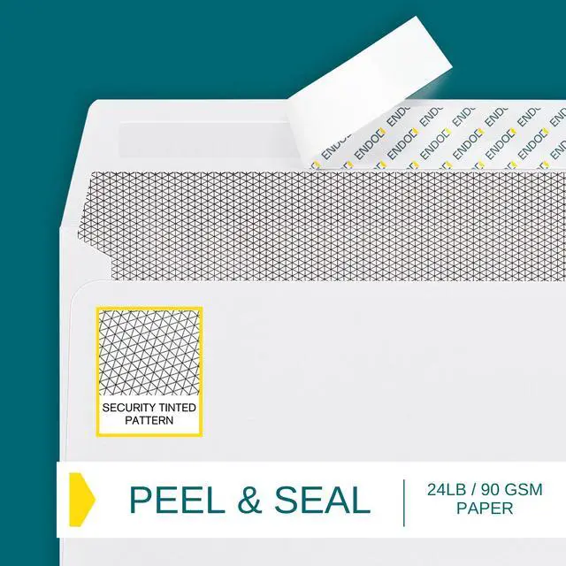 Alt view image 5 of 7 - 2500 pack #10 Customizable Business Envelopes, Peel and Seal Security Tinted White Custom Envelopes with Logo and Text, 24 lb Heavy Duty Paper, 4 1/8 x 9 1/2 Inches