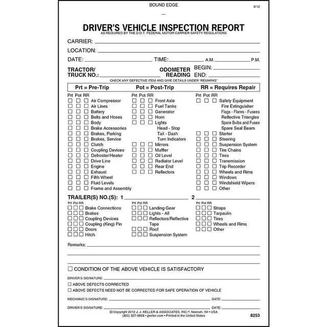 Alt view image 3 of 6 - J. J. Keller Detailed Driver's Vehicle Inspection Report for Pre- & Post-Trip, Book Format with 31 Sets, 2-Ply Carbonless, 5.5" x 8.5", Meet FMCSR Requirements, 50 Pack
