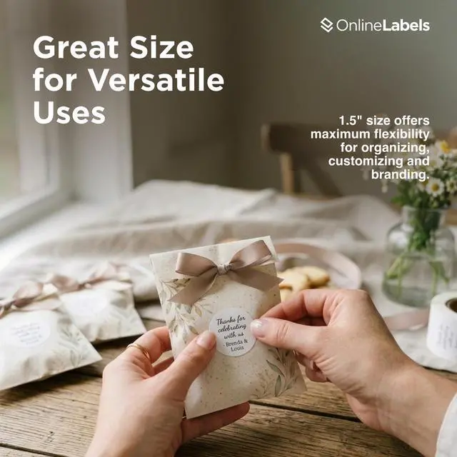 Alt view image 4 of 7 - 1.5" Round Labels - Permanent Adhesive, White Matte - Great for lid Labels, Warning Stickers, and More - Pack of 60,000 Circle Stickers, 2,000 Sheets - Inkjet/Laser Printer, OL2088WX, OnlineLabels