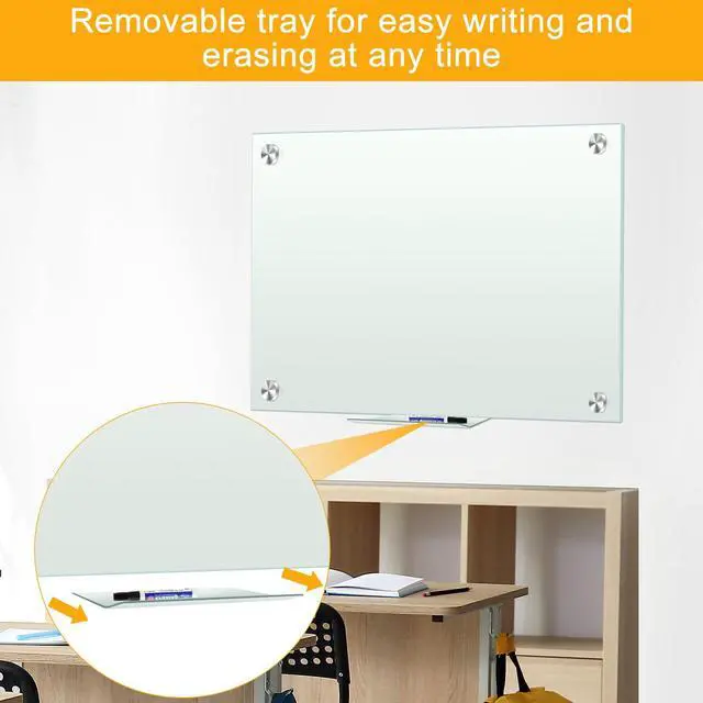 Alt view image 3 of 7 - Dry Erase White Board 48"x36" Glass Magnetic Whiteboard for Wall, Includes 12 Magnets, 8 Markers and 2 Erasers