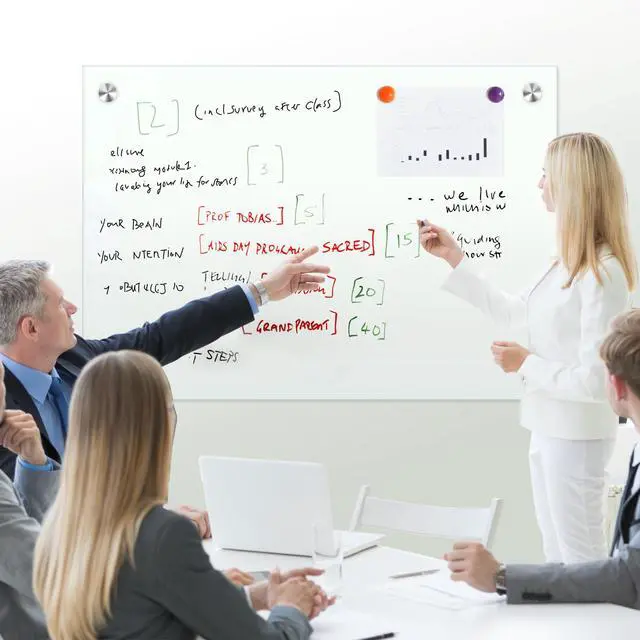 Alt view image 7 of 7 - Dry Erase White Board 48"x36" Glass Magnetic Whiteboard for Wall, Includes 12 Magnets, 8 Markers and 2 Erasers