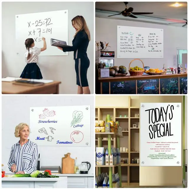 Alt view image 6 of 7 - Dry Erase White Board 48"x36" Glass Magnetic Whiteboard for Wall, Includes 12 Magnets, 8 Markers and 2 Erasers