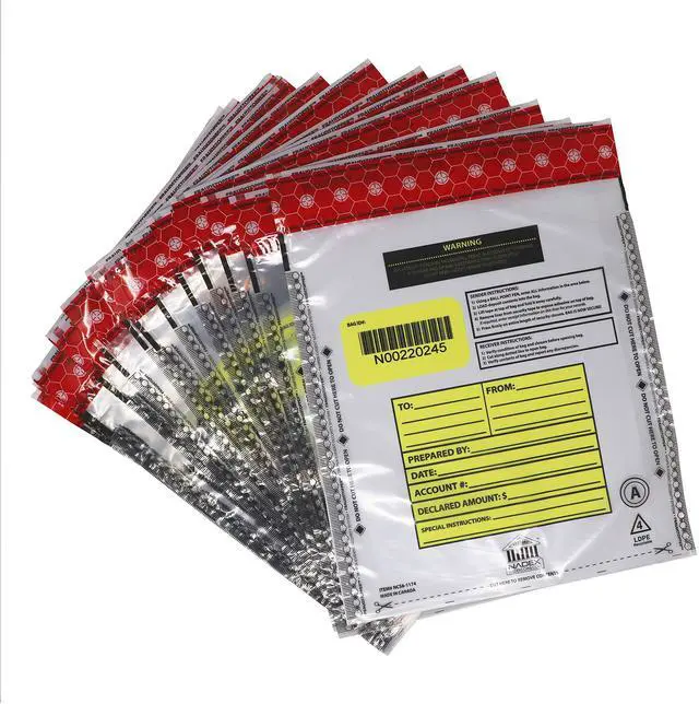Main image of 9 x 12 Inch Tamper Evident Bank Deposit Bags with FRAUDSTOPPER Level 4 Security, 1000 Pack (Clear)