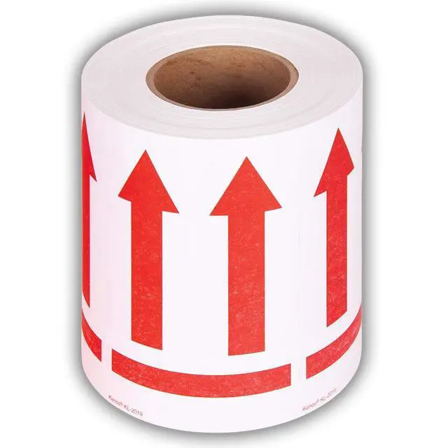 Alt view image 2 of 5 - 3" X 5" Red Arrows This Side Up Safe Handling Stickers for Shipping and Packing - 500 Adhesive Labels Per Roll (10 Pack)
