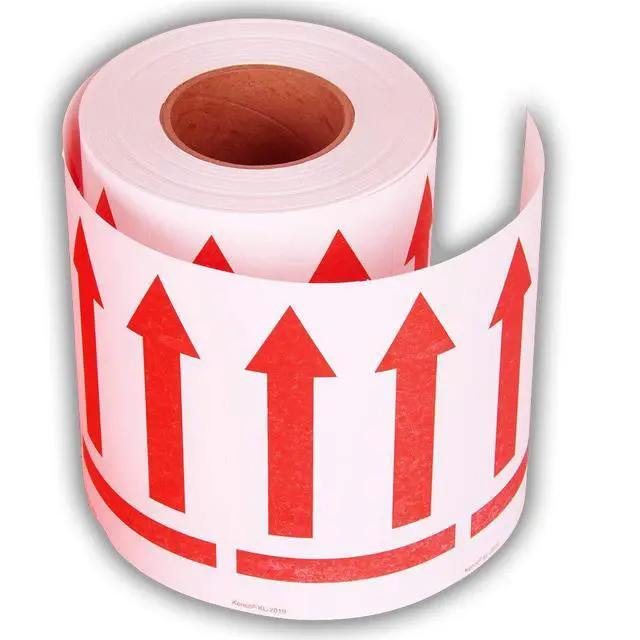 Alt view image 4 of 5 - 3" X 5" Red Arrows This Side Up Safe Handling Stickers for Shipping and Packing - 500 Adhesive Labels Per Roll (10 Pack)