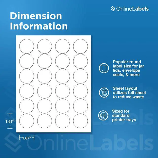 Alt view image 2 of 7 - 1.67 Inch Round Labels - Pack of 24,000 Circle Stickers, 1,000 Sheets - Inkjet/Laser Printer