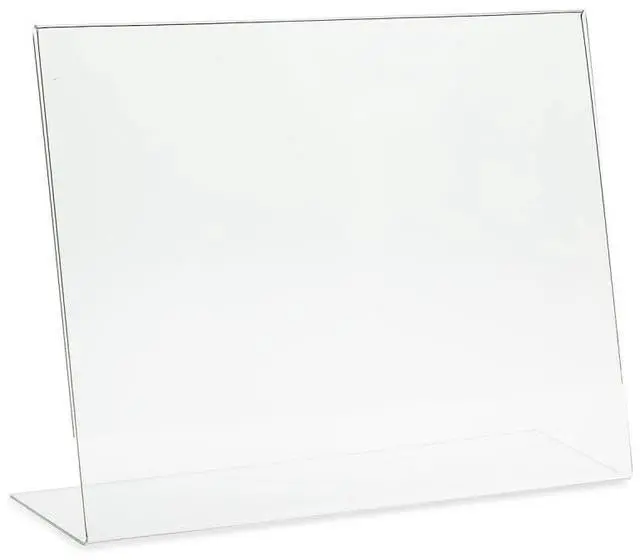 Main image of Clear Sign Holders - 11 x 8.5 Horizontal Landscape Slanted Acrylic Display Stand - Durable Picture Frame for Office, Retail, and Home Use (50 Pack)