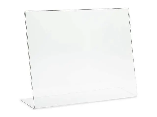Alt view image 2 of 7 - Clear Sign Holders - 11 x 8.5 Horizontal Landscape Slanted Acrylic Display Stand - Durable Picture Frame for Office, Retail, and Home Use (50 Pack)