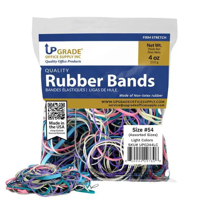 Alt view image 3 of 6 - Upgrade Office Supply Rubber Bands, Assorted Sizes and Colors, 4 oz Bag, Made in USA (40)