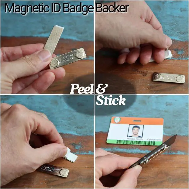 Alt view image 2 of 7 - Bulk 100 Pack - Super Strong Magnetic ID Badge Holder Name Tag Backing Attachment with Sticky Adhesive - Magnetic Backs for Name Badges - Easy Attachment to Clothes, Uniforms, by