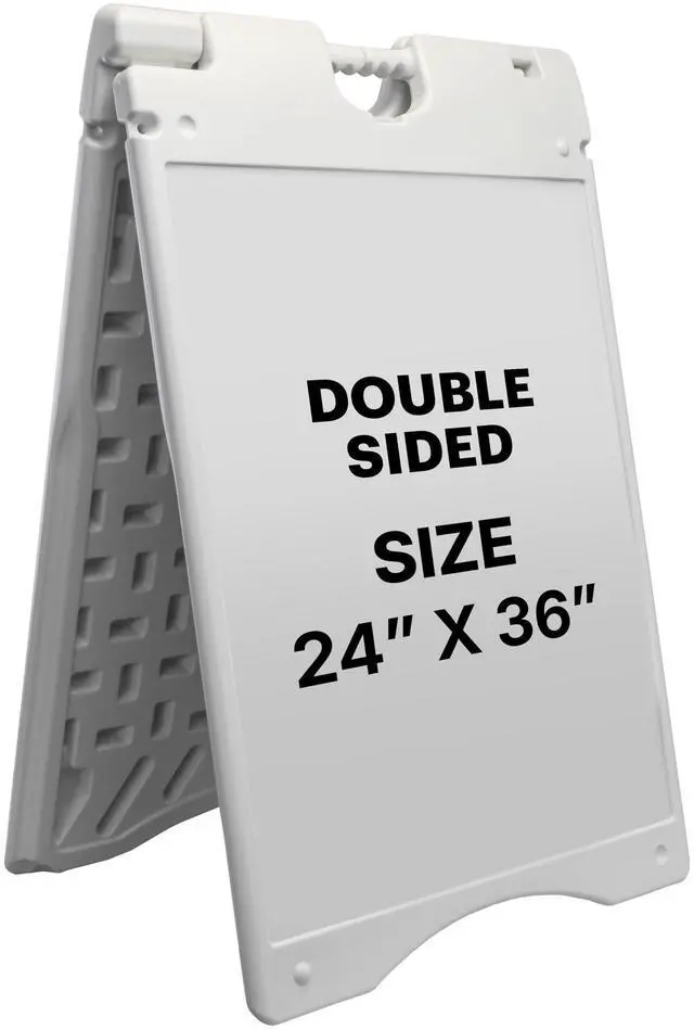Main image of Outdoor A-Frame Sandwich Signboard 24 x 36 Display Surface w/PVC Sign Protector & Sand Fill Holes Duel Display Signage Stand for Storefront Sidewalk Curb (White)