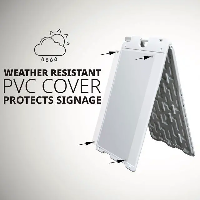 Alt view image 3 of 7 - Outdoor A-Frame Sandwich Signboard 24 x 36 Display Surface w/PVC Sign Protector & Sand Fill Holes Duel Display Signage Stand for Storefront Sidewalk Curb (White)