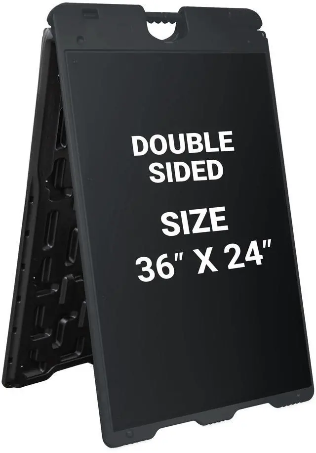 Main image of Outdoor A-Frame Sandwich Signboard 24 x 36 Display Surface w/PVC Sign Protector & Sand Fill Holes Duel Display Signage Stand for Storefront Sidewalk Curb (Black)