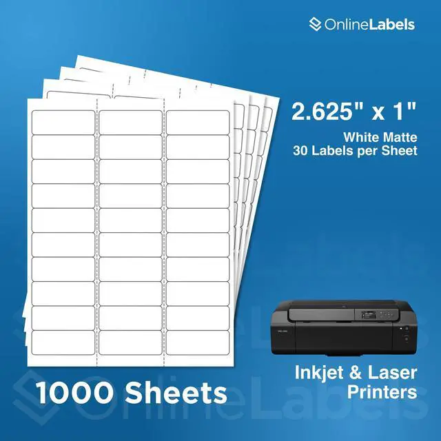 Alt view image 2 of 7 - Customizable Address & Mailing Labels - 2.625 x 1 - Permanent, White Matte - FBA Inventory, SKU - 30-Up - Pack of 30,000-1,000 Sheets - Inkjet/Laser Printers