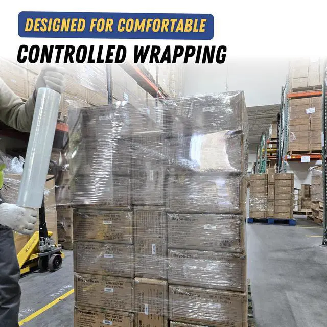 Alt view image 4 of 7 - Industrial Pallet Stretch Wrap 20 x 1000 Ft (16 Pack), 80 Gauge Clear Stretch Film, 400% Stretch, Self-Adhering Heavy Duty Plastic Shrink Wrap Clear Wrap with Handles for Moving & Shipping