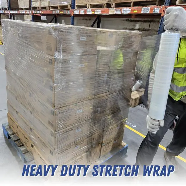 Alt view image 5 of 7 - Industrial Pallet Stretch Wrap 20 x 1000 Ft (16 Pack), 80 Gauge Clear Stretch Film, 400% Stretch, Self-Adhering Heavy Duty Plastic Shrink Wrap Clear Wrap with Handles for Moving & Shipping