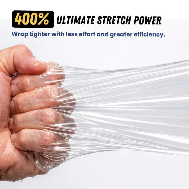 Alt view image 6 of 7 - Industrial Pallet Stretch Wrap 20 x 1000 Ft (16 Pack), 80 Gauge Clear Stretch Film, 400% Stretch, Self-Adhering Heavy Duty Plastic Shrink Wrap Clear Wrap with Handles for Moving & Shipping