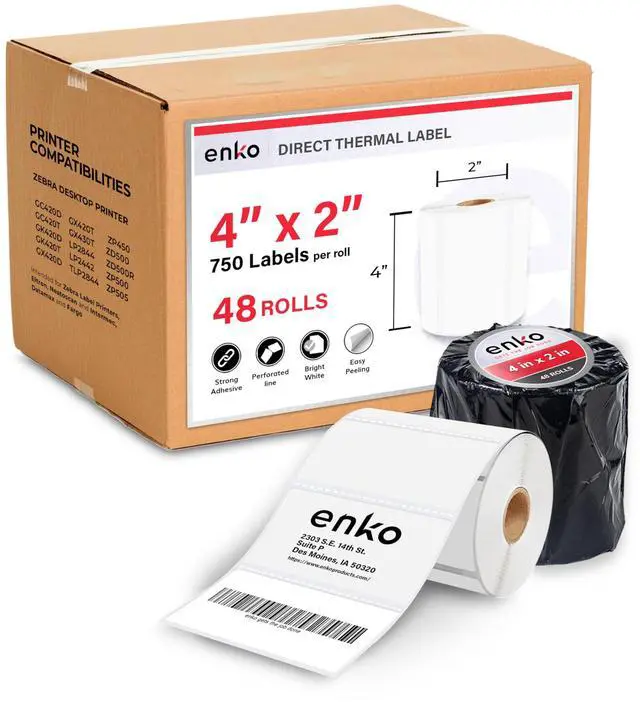 Main image of 4 x 2 in 48 Rolls | 36000 Direct Thermal Address and Shipping Labels | Perforated, Strong Adhesive, Mailing, Barcode, FBA Stickers and FNSKU Labels Compatible with Zebra and Eltron Printers