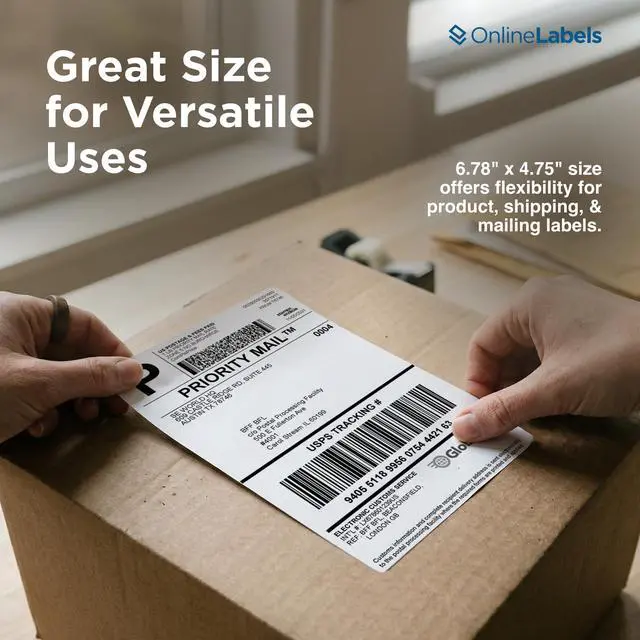 Alt view image 4 of 7 - 6.78 x 4.75 and 3.5 x 3.75 Shipping Labels - Compatible with USPS Click-N-Ship - Pack of 1,000 Sheets - Inkjet/Laser Printer