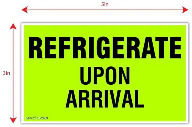 Main image of 3" X 5" Refrigerate Upon Arrival Fluorescent Shipping Label Stickers for Shipping and Packing -500 Labels Per Roll (10 Pack)