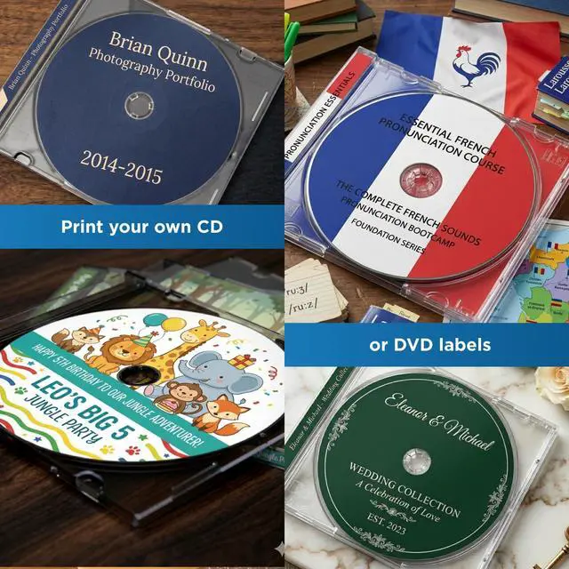 Alt view image 3 of 7 - 4.65 Inch Full-Face CD/DVD Labels & Spine Label - Pack of 2,000 Sets of CD/DVD Stickers, 1,000 Sheets - Inkjet/Laser Printer