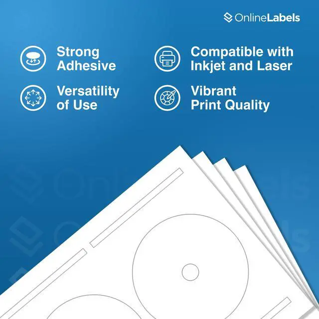Alt view image 5 of 7 - 4.65 Inch Full-Face CD/DVD Labels & Spine Label - Pack of 2,000 Sets of CD/DVD Stickers, 1,000 Sheets - Inkjet/Laser Printer