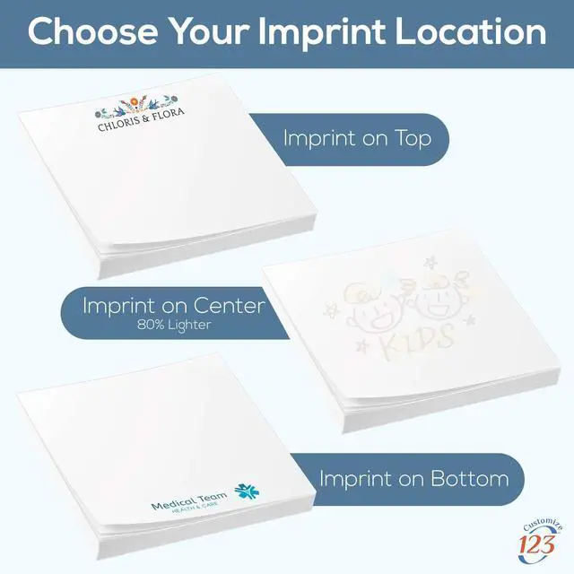 Alt view image 3 of 7 - Personalized Sticky Notes 3" x 3" with Text or Logo, Custom Note Pads, 25 Sheets 250 Pack Adhesive Notepad, to Do List Memo Pads, for Office, School, Business Marketing or Party Supplies, 250 Qty
