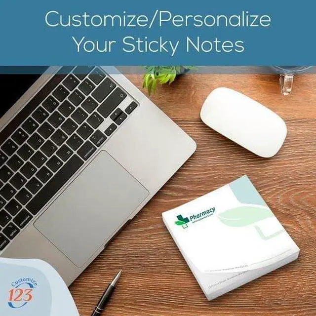 Alt view image 5 of 7 - Personalized Sticky Notes 3" x 3" with Text or Logo, Custom Note Pads, 25 Sheets 250 Pack Adhesive Notepad, to Do List Memo Pads, for Office, School, Business Marketing or Party Supplies, 250 Qty