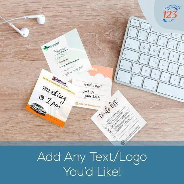 Alt view image 7 of 7 - Personalized Sticky Notes 3" x 3" with Text or Logo, Custom Note Pads, 25 Sheets 250 Pack Adhesive Notepad, to Do List Memo Pads, for Office, School, Business Marketing or Party Supplies, 250 Qty