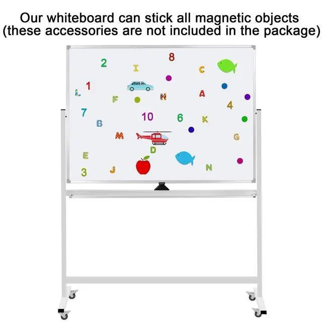 Alt view image 3 of 7 - Mobile Whiteboard on Wheels, 48"x36" Double-Sided Magnetic Dry Erase Board - Flipchart Easel for Office, Classroom & Home, Rolling Stand with Easy Flip Feature