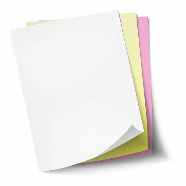 Alt view image 3 of 3 - 8.5 x 11 Excel One Carbonless Paper, 3 part STRAIGHT/FORWARD (Bright White/Canary/Pink), 1670 Sets, 5010 Sheets, 10 REAMS (Full CASE)