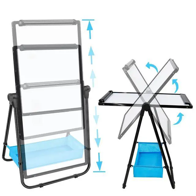 Alt view image 2 of 7 - Magnetic Whiteboard with Stand - Double Sided 40"x28" Portable U Stand Easel Whiteboard, Height Adjustable & 360° Rotating Dry Erase Boards for Classroom, Home, Restaurant & Presentation
