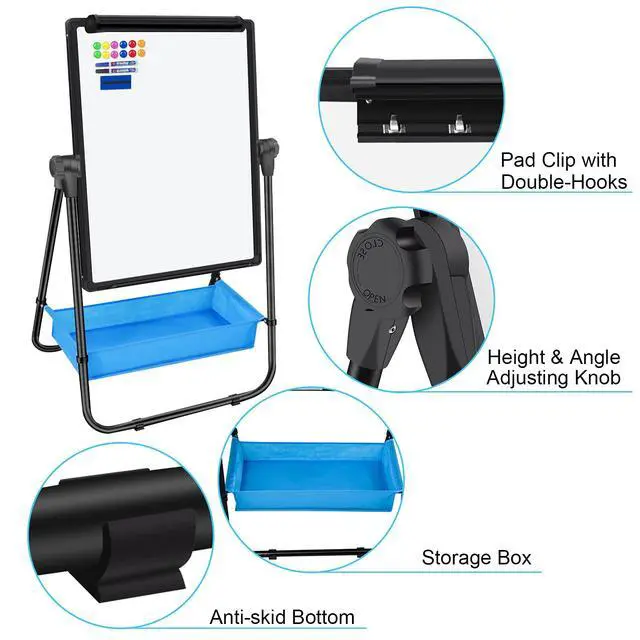 Alt view image 3 of 7 - Magnetic Whiteboard with Stand - Double Sided 40"x28" Portable U Stand Easel Whiteboard, Height Adjustable & 360° Rotating Dry Erase Boards for Classroom, Home, Restaurant & Presentation