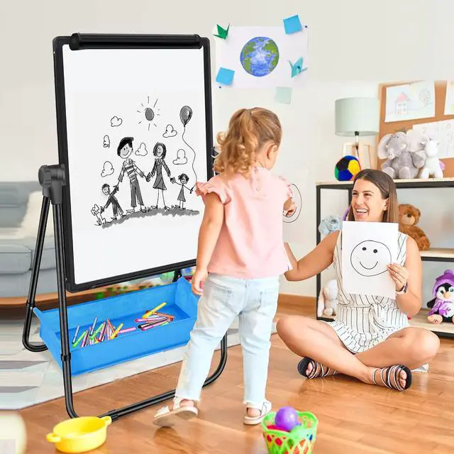 Alt view image 4 of 7 - Magnetic Whiteboard with Stand - Double Sided 40"x28" Portable U Stand Easel Whiteboard, Height Adjustable & 360° Rotating Dry Erase Boards for Classroom, Home, Restaurant & Presentation