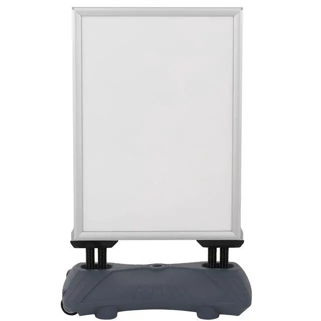Alt view image 6 of 7 - WindPro Lite Weather and Wind Resistant Outdoor Pavement Curb Sidewalk Sign Holder for 28x44 Inch Posters Silver Aluminum Easy Front Loading Snap Frame Durable LDPE Gray Water Base