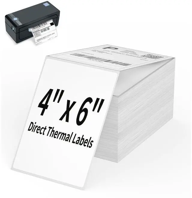 Main image of 4" x 6" Direct Thermal Labels, 12000 Fanfold Shipping Labels with Perforated Line for Zebra & Rollo Printer, Thermal Printer Label 4x6, Permanent Adhesive