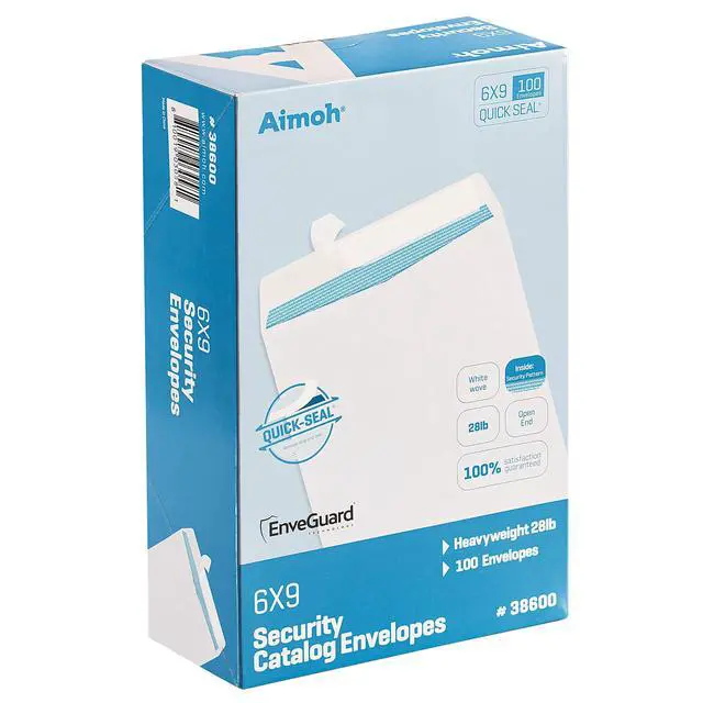 Alt view image 2 of 6 - 6 x 9 Self-Seal Security White Catalog Envelopes - 1 Case - 5 Packs - 1000 Envelopes - 28lb, Security Tinted, Ultra Strong Quick-Seal, 6x9 inch (38600-CS)