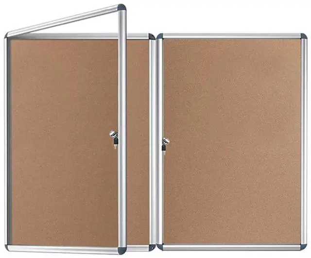 Main image of Tamperproof Lockable Cork Noticeboard Class 1 Aluminium Framed 36x24 Inches, Pack of 2
