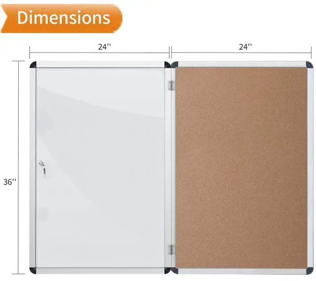 Alt view image 3 of 7 - Tamperproof Lockable Cork Noticeboard Class 1 Aluminium Framed 36x24 Inches, Pack of 2