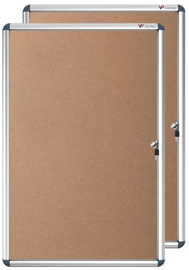 Alt view image 2 of 7 - Tamperproof Lockable Cork Noticeboard Class 1 Aluminium Framed 36x24 Inches, Pack of 2
