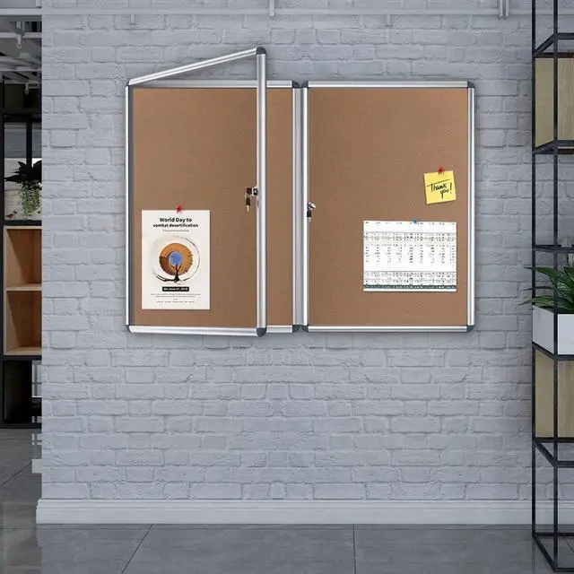 Alt view image 7 of 7 - Tamperproof Lockable Cork Noticeboard Class 1 Aluminium Framed 36x24 Inches, Pack of 2