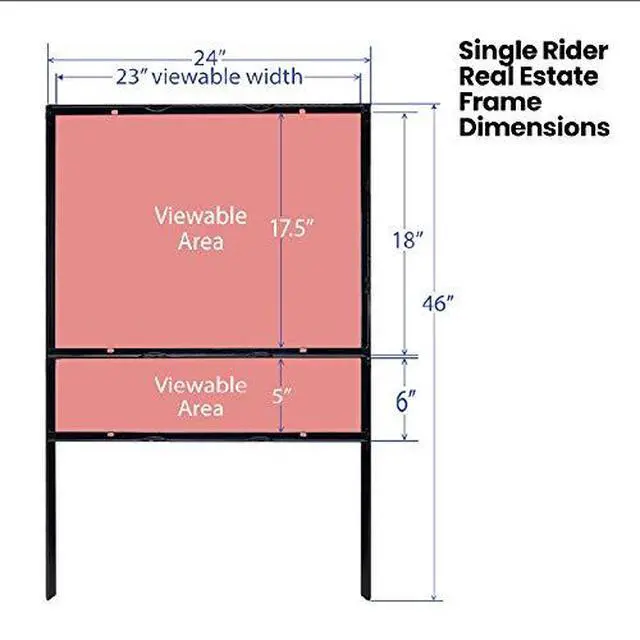 Alt view image 3 of 4 - 5-pack of 24"x18" Slide-in Real Estate Sign H-Frame With Rider