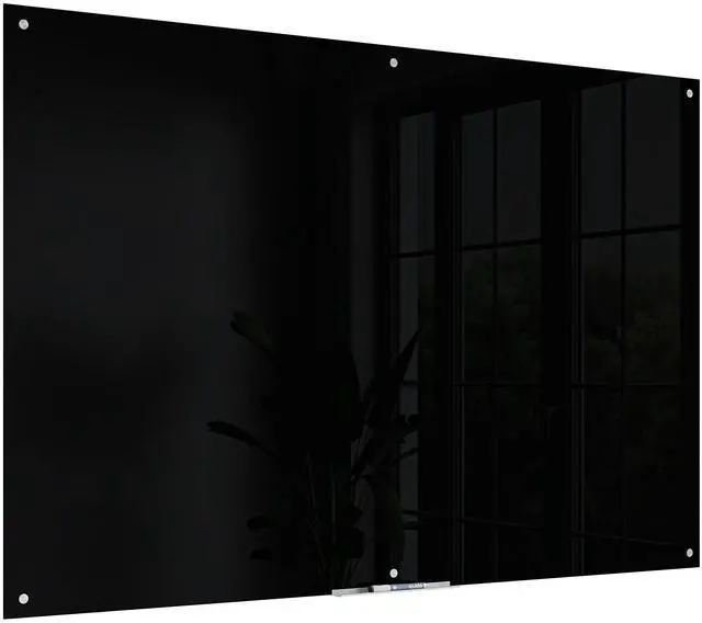 Alt view image 2 of 7 - Glass Non-Magnetic Dry-Erase Board, 72" X 48" Inches, Black Surface, Frameless
