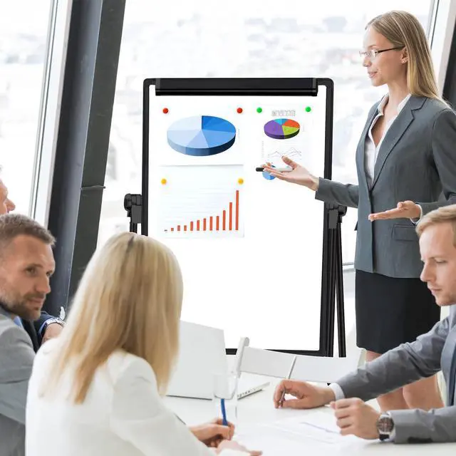 Alt view image 5 of 7 - Magnetic Whiteboard with Stand - Double Sided 40"x28" Portable U Stand Easel Whiteboard, Height Adjustable & 360° Rotating Dry Erase Boards for Classroom, Home, Restaurant & Presentation