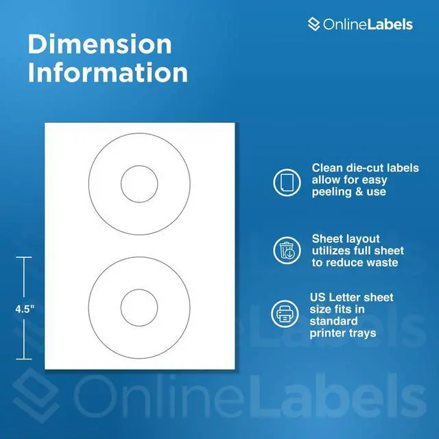 Alt view image 2 of 7 - 4.5 Inch CD/DVD Labels - Pack of 2,000 CD/DVD Stickers, 1,000 Sheets - Inkjet/Laser Printer