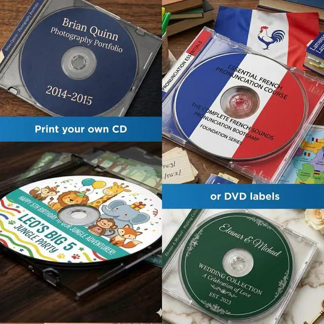 Alt view image 3 of 7 - 4.5 Inch CD/DVD Labels - Pack of 2,000 CD/DVD Stickers, 1,000 Sheets - Inkjet/Laser Printer